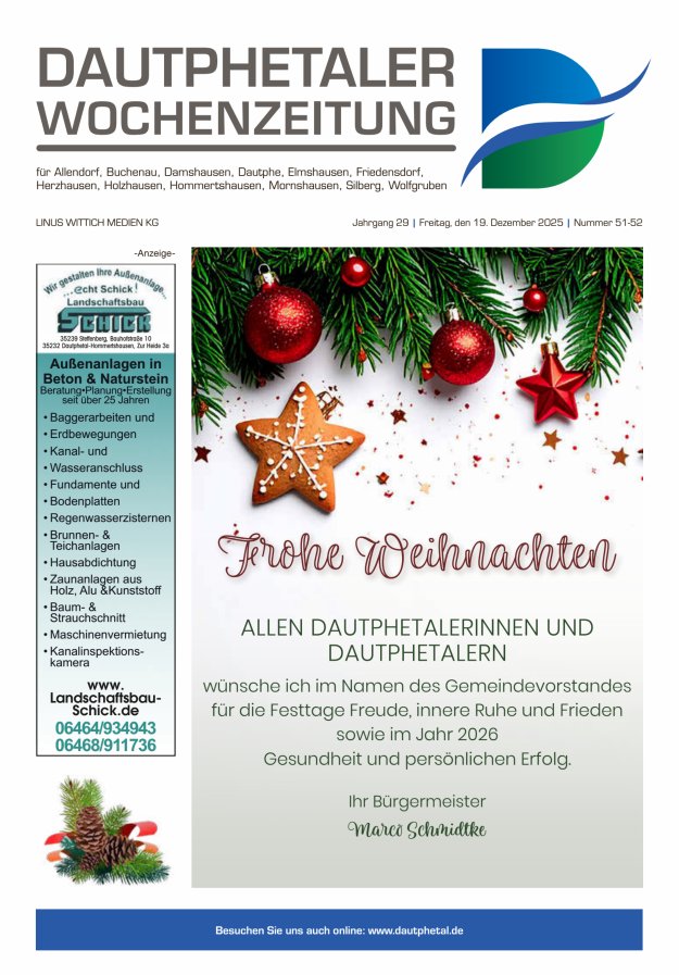 Dautphetaler Wochenzeitung Titelblatt 51/2025