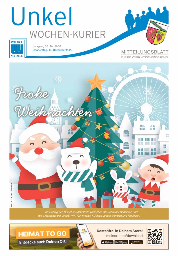 Wochen-Kurier Verbandsgemeinde Unkel Titelblatt 51/2025