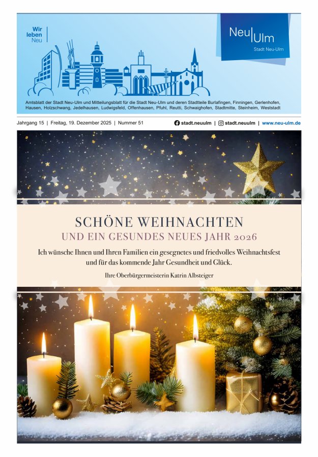 Amtsblatt der Stadt Neu-Ulm und Mitteilungsblatt für die Stadt Neu-Ulm Titelblatt 51/2025
