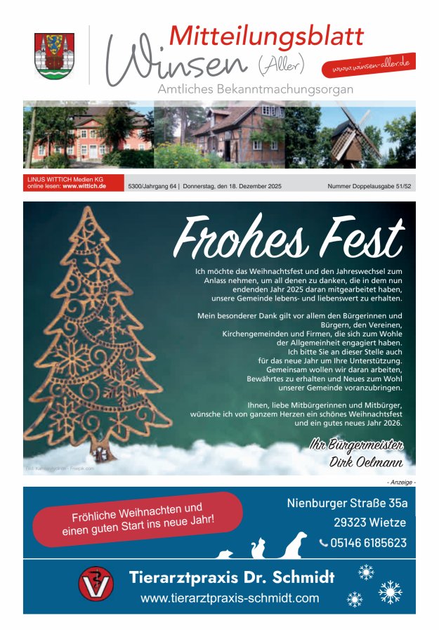 Mitteilungsblatt der Gemeinde Winsen Titelblatt 51/2025