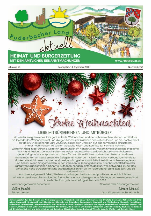Puderbacher Land aktuell Titelblatt 51/2025