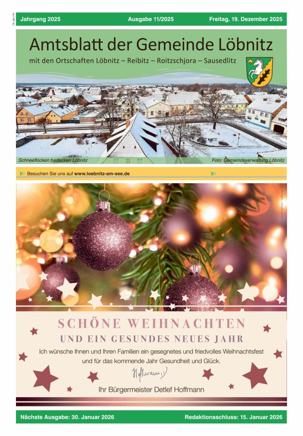 Amtsblatt der Gemeinde Löbnitz Titelblatt 11/2025