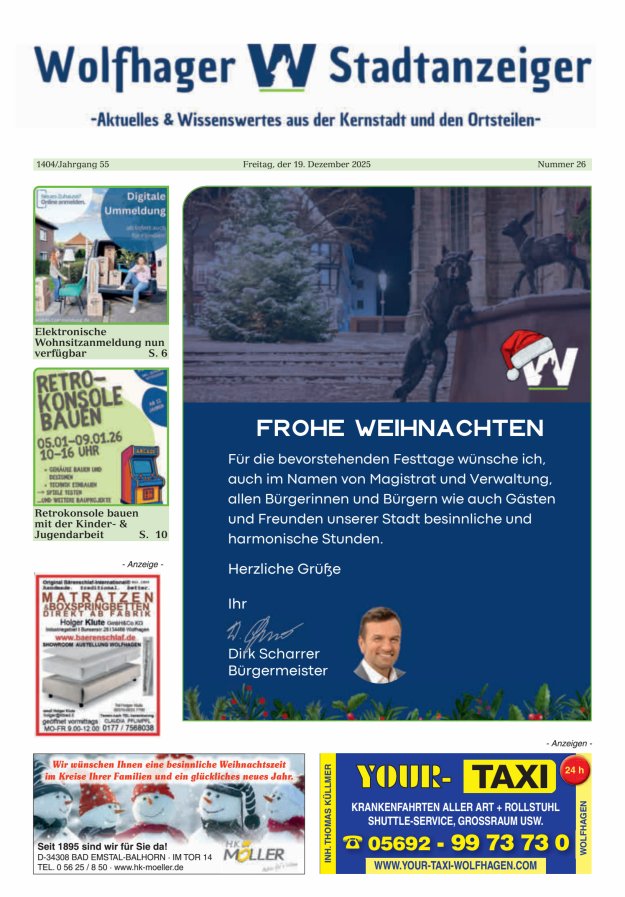 Wolfhager Stadtanzeiger Titelblatt 26/2025