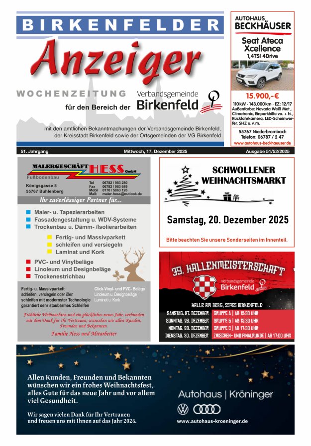 Birkenfelder Anzeiger Titelblatt 51/2025