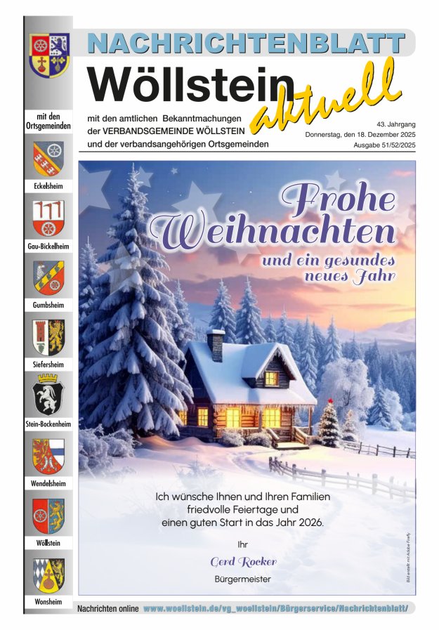 Nachrichtenblatt Wöllstein aktuell Titelblatt 51/2025