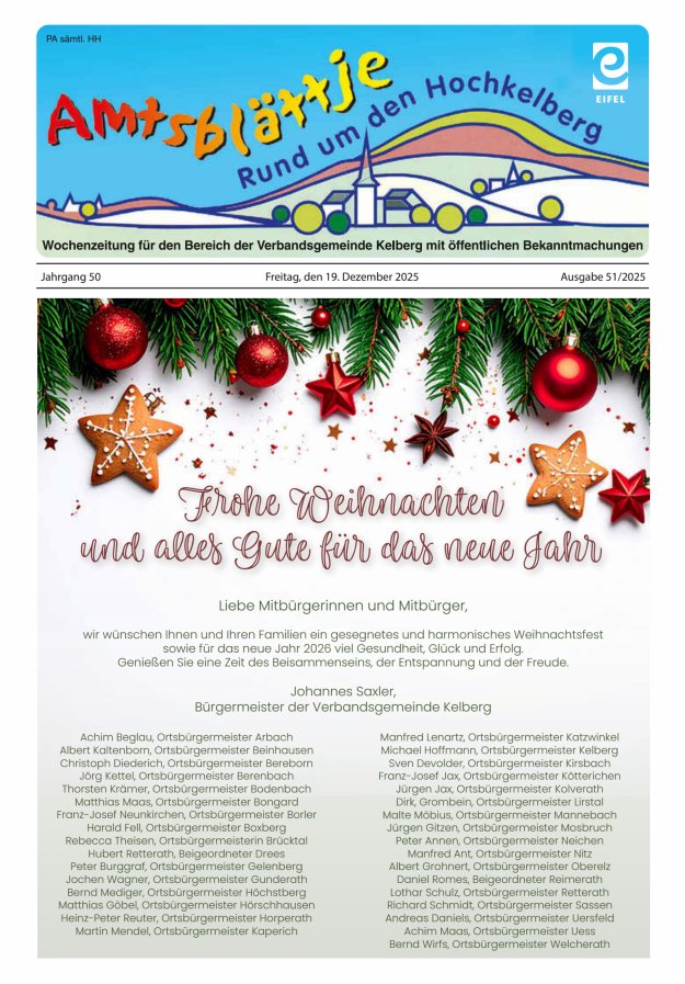 Amtsblättje - Rund um den Hochkelberg Titelblatt 51/2025