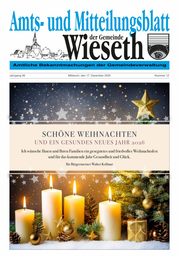 Amts- und Mitteilungsblatt der Gemeinde Wieseth Titelblatt 12/2025