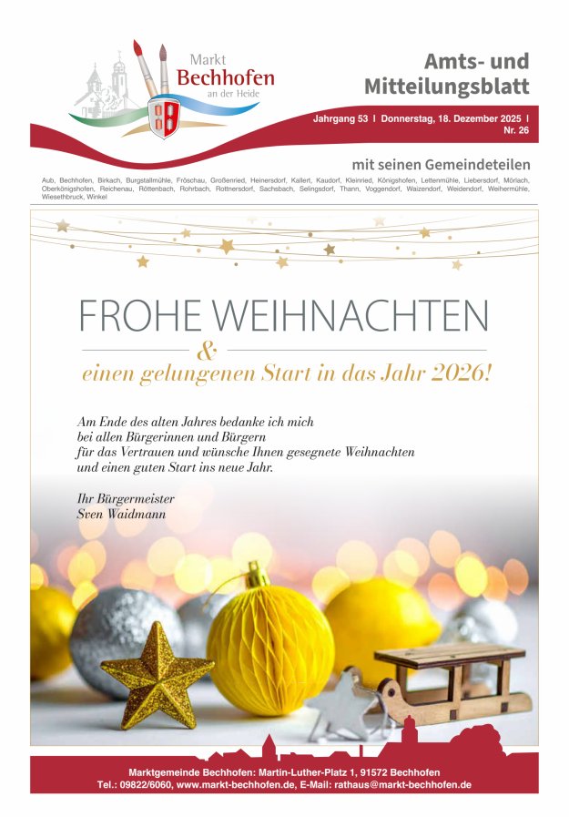 Amts- und Mitteilungsblatt für den Markt Bechhofen Titelblatt 26/2025