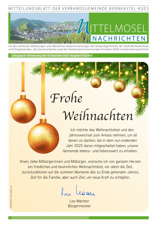 Mittelmosel-Nachrichten VG Bernkastel-Kues Titelblatt 51/2025