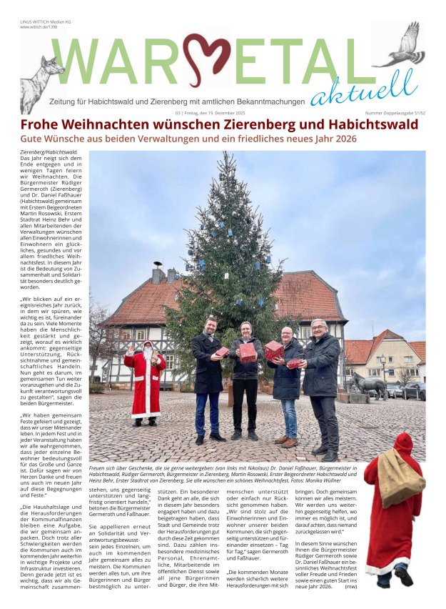 Warmetal aktuell (Habichtswald + Zierenberg) Titelblatt 51/2025
