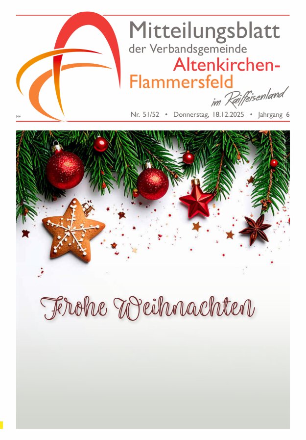Mitteilungsblatt Verbandsgemeinde Altenkirchen-Flammersfeld Ausg Flammersfeld Titelblatt 51/2025