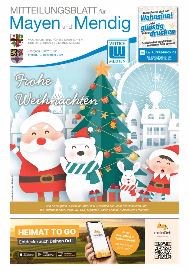 Mitteilungsblatt für Mayen und Mendig Titelblatt 51/2025