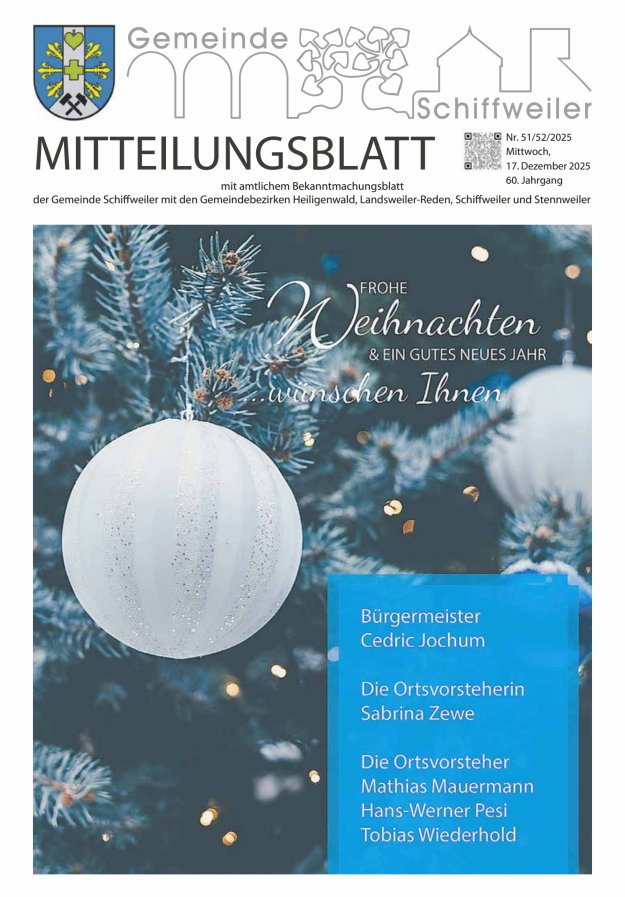Mitteilungsblatt Schiffweiler Titelblatt 51/2025