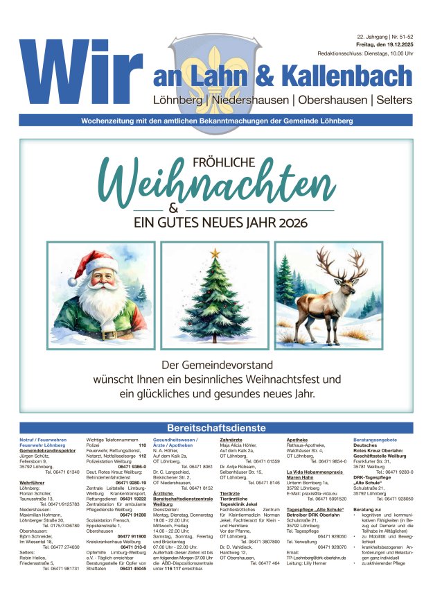 Amtliches Mitteilungsblatt der Gemeinde Löhnberg Titelblatt 51/2025