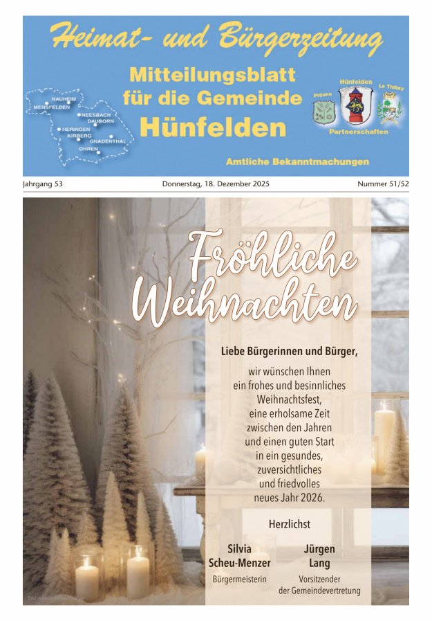 Mitteilungsblatt für die Gemeinde Hünfelden Titelblatt 51/2025