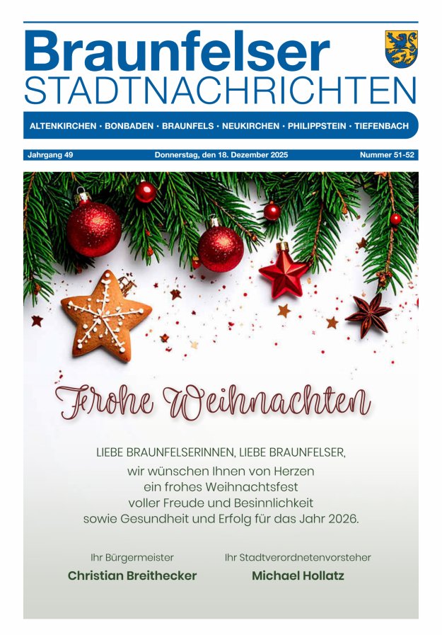 Braunfelser Stadtnachrichten Titelblatt 51/2025
