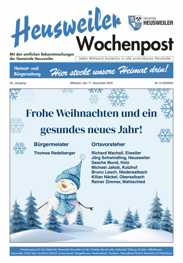 Heusweiler Wochenpost Titelblatt 51/2025