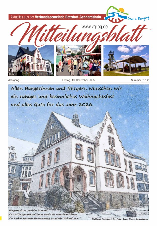 Aktuelles aus der VG Betzdorf-Gebhardshain, Ausgabe Betzdorf Titelblatt 51/2025