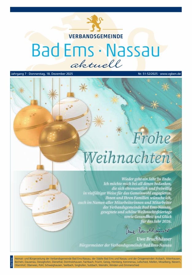 Bad Ems-Nassau aktuell Ausgabe Bad Ems Titelblatt 51/2025