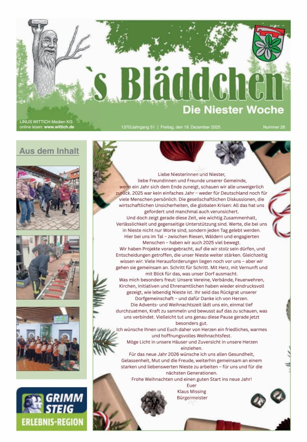 Niester Woche Titelblatt 26/2025