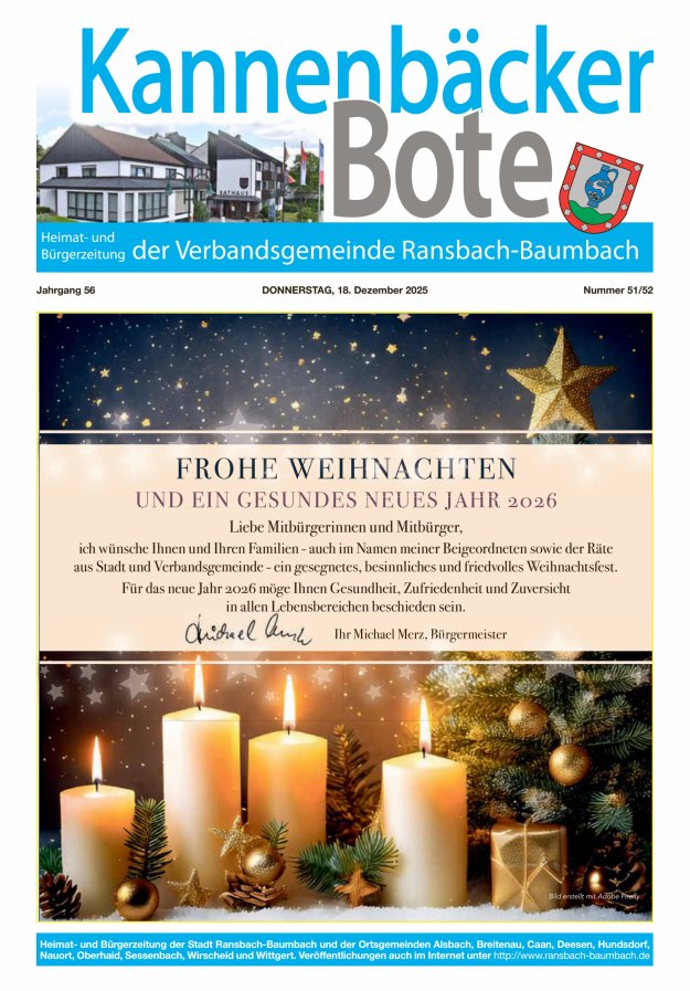 Kannenbäcker-Bote der Verbandsgemeinde Ransbach-Baumbach Titelblatt 51/2025