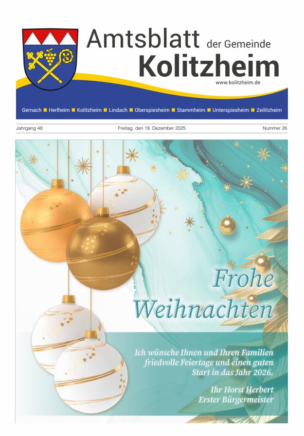 Amtsblatt der Gemeinde Kolitzheim Titelblatt 26/2025