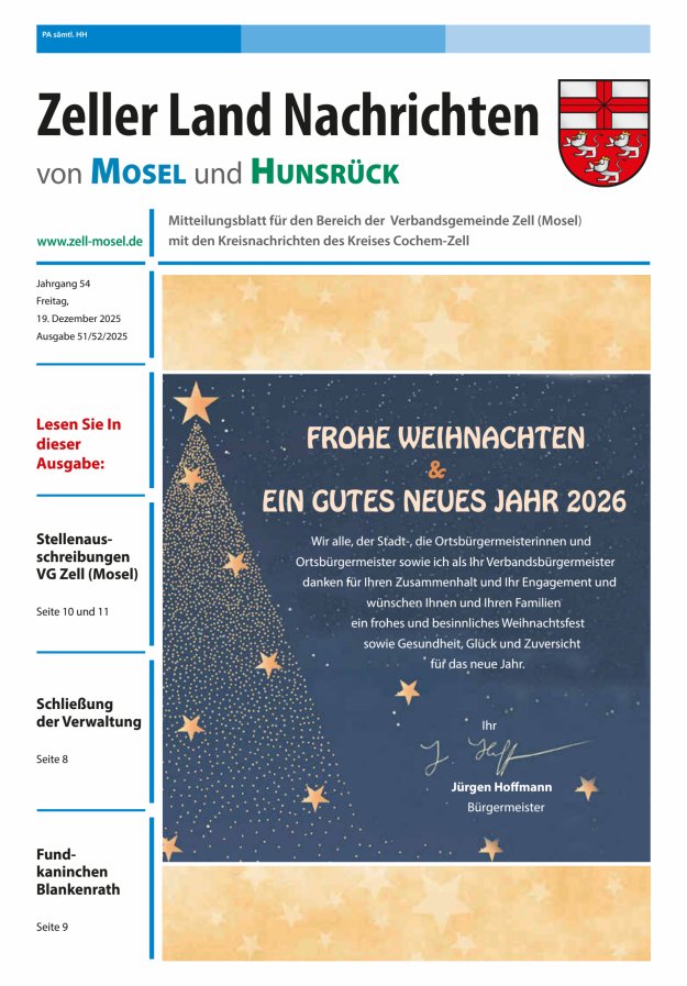 Zeller Land Nachrichten Titelblatt 51/2025