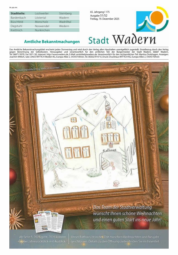 Stadt Wadern Titelblatt 51/2025