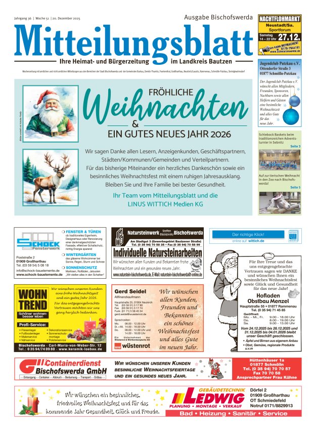 Mitteilungsblatt LK Bautzen Ausgabe Bischofswerda Titelblatt 50/2025