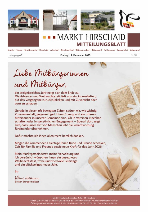Mitteilungsblatt Markt Hirschaid Titelblatt 51/2025