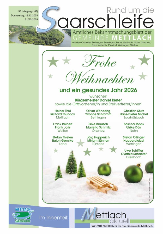 Rund um die Saarschleife Gemeinde Mettlach Titelblatt 51/2025