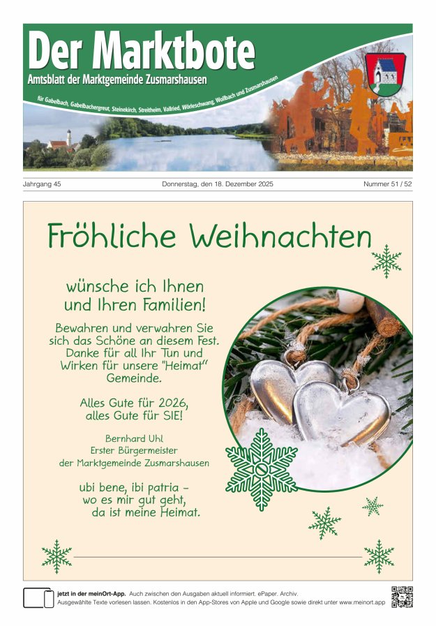 Zusmarshausen - Der Marktbote Titelblatt 51/2025