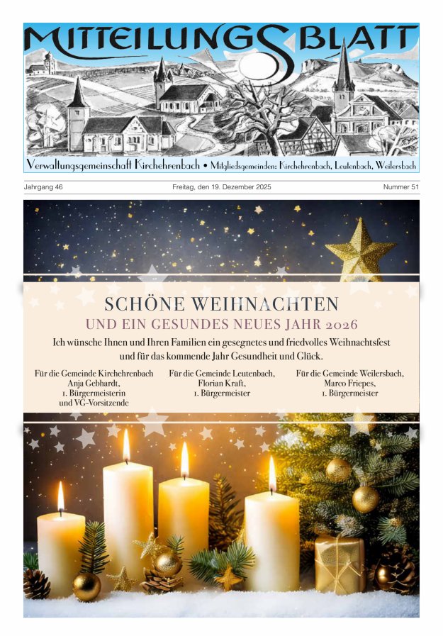 Mitteilungsblatt Verwaltungsgemeinschaft Kirchehrenbach Titelblatt 51/2025