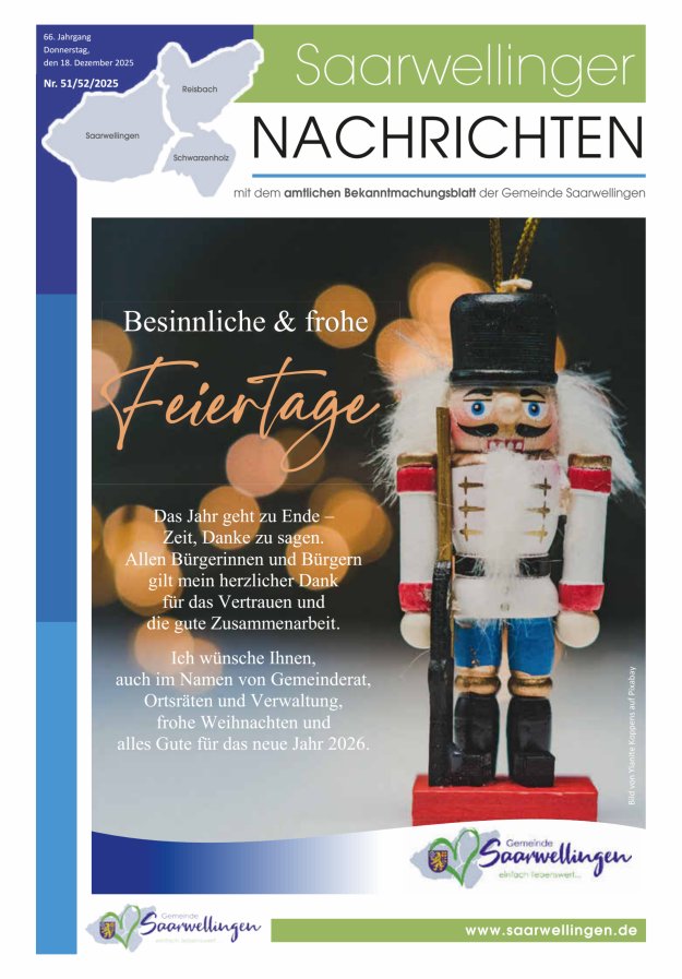 Saarwellinger Nachrichten Titelblatt 51/2025