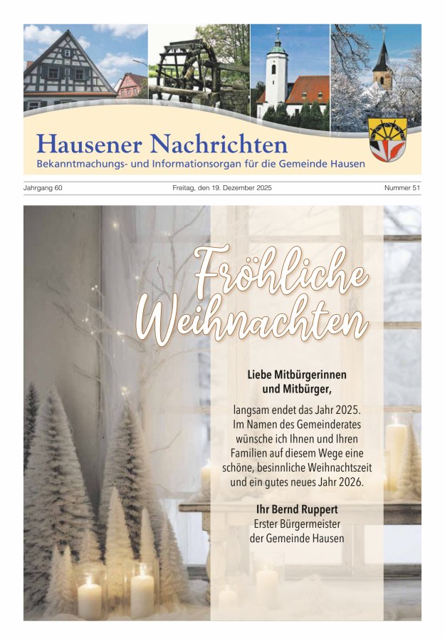 Hausener Nachrichten Titelblatt 51/2025