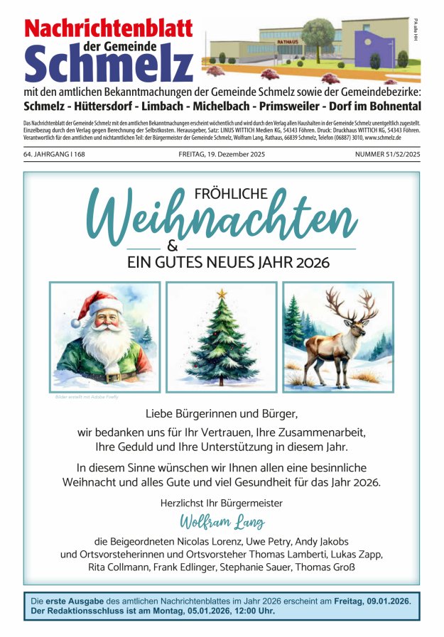 Nachrichtenblatt Schmelz Titelblatt 51/2025
