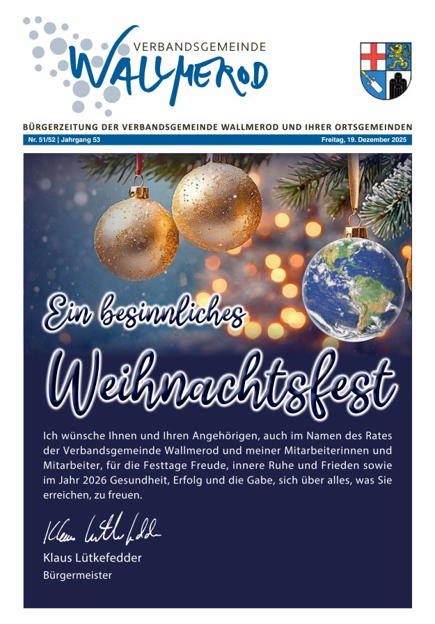 Wir über uns - Verbandsgemeinde Wallmerod Titelblatt 51/2025