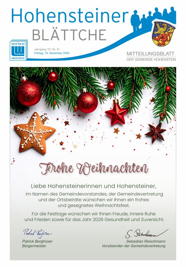 Hohensteiner Blättche Titelblatt 51/2025