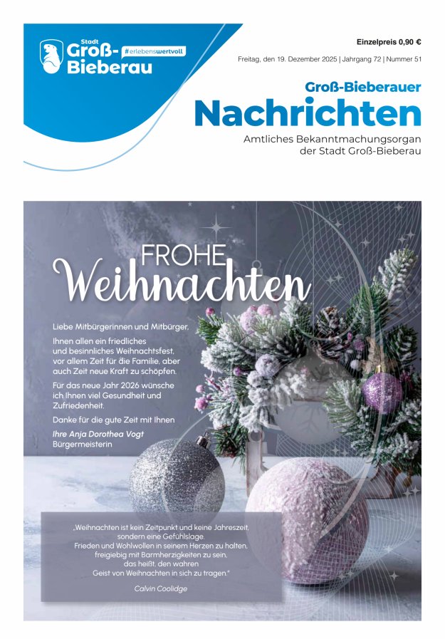 Groß-Bieberauer Nachrichten Titelblatt 51/2025