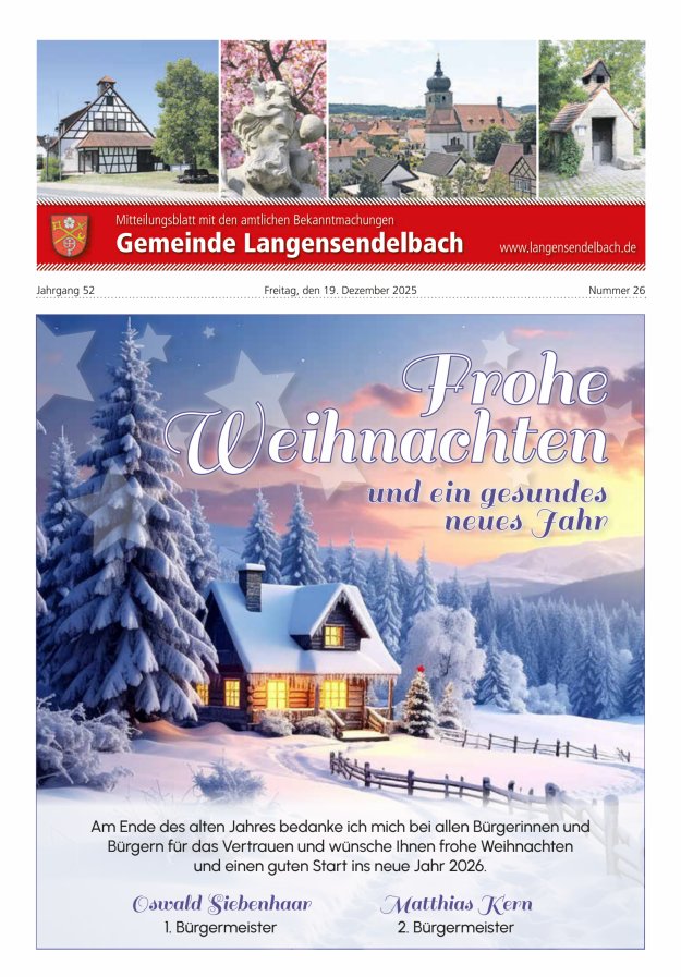 Mitteilungsblatt - Gemeinde Langensendelbach Titelblatt 26/2025