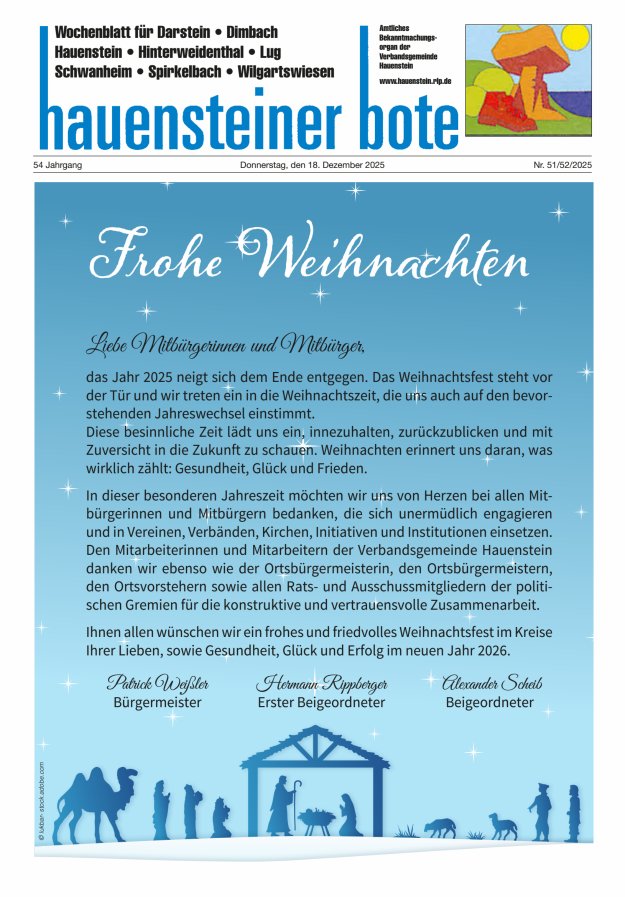 Hauensteiner Bote Titelblatt 51/2025