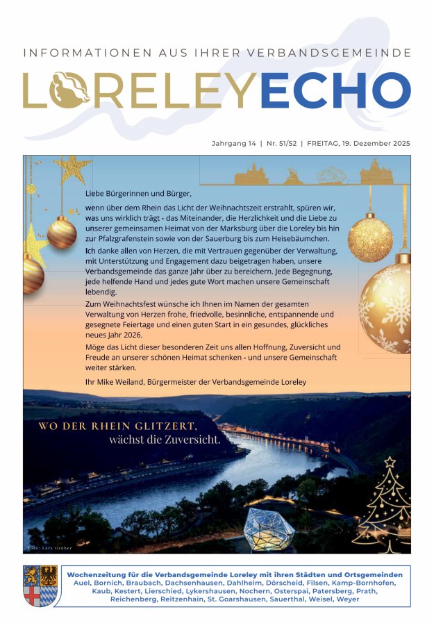 Loreley-Echo - Mitteilungsblatt der Verbandsgemeinde Loreley Titelblatt 51/2025