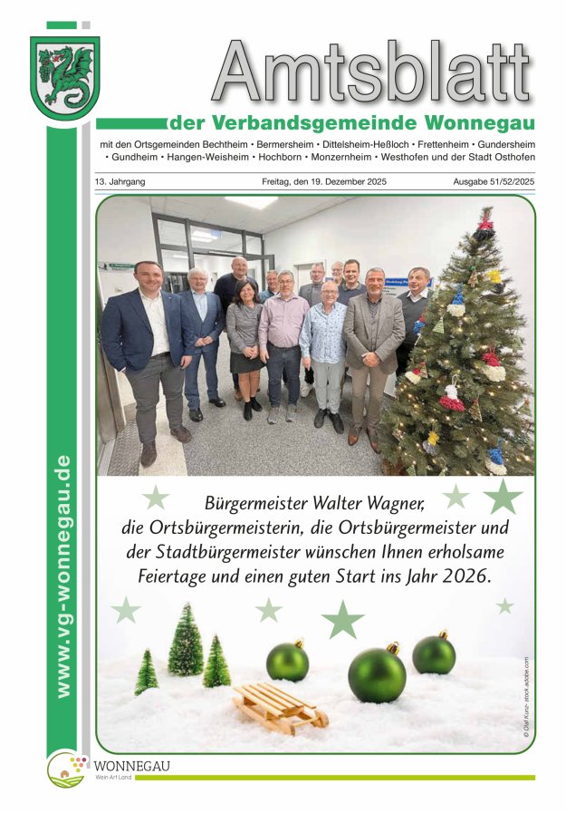 Amtsblatt VG Wonnegau Titelblatt 51/2025
