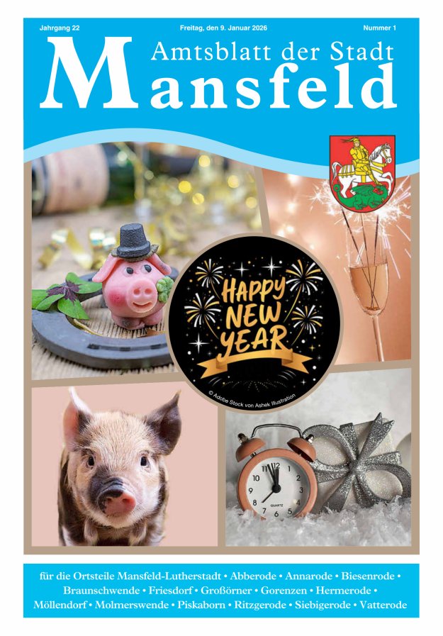 Amtsblatt der Stadt Mansfeld Titelblatt 01/2026