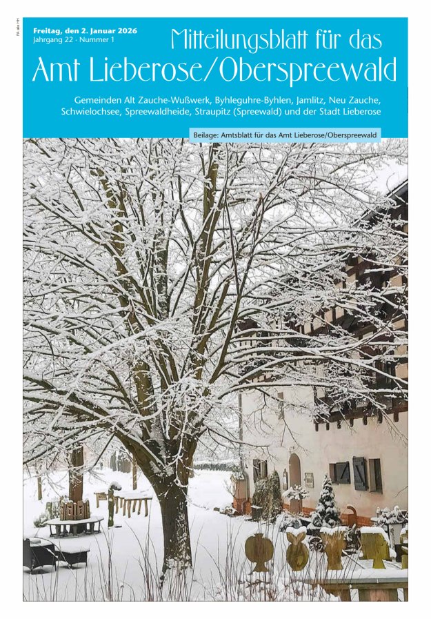 Mitteilungsblatt – Amtsblatt für das Amt Lieberose/Oberspreewald Titelblatt 01/2026