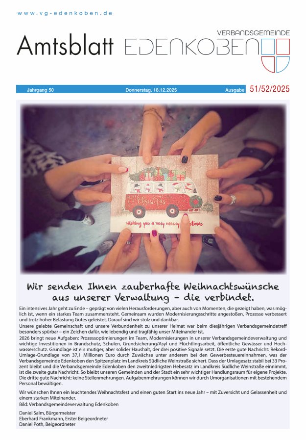 Amtsblatt VG Edenkoben Titelblatt 51/2025