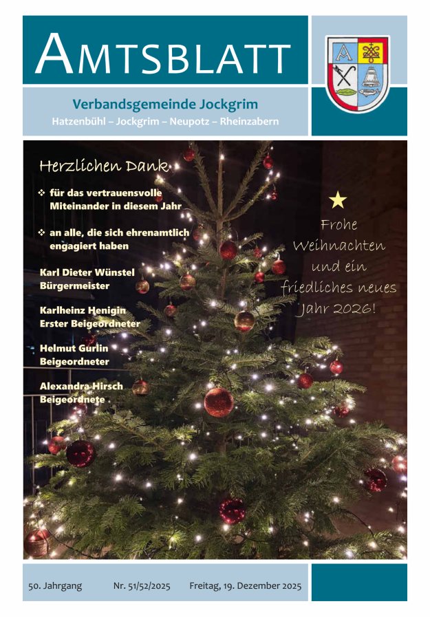 Amtsblatt VG Jockgrim Titelblatt 51/2025