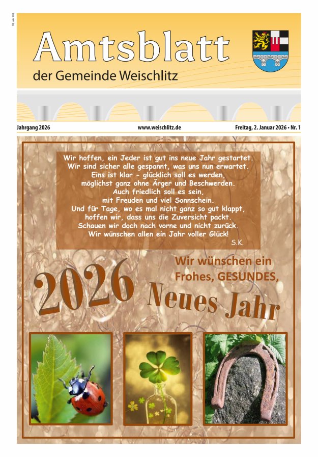Amtsblatt der Gemeinde Weischlitz Titelblatt 01/2026