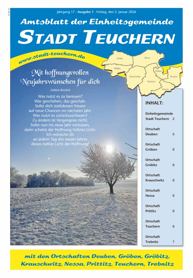 Amtsblatt der Einheitsgemeinde Stadt Teuchern Titelblatt 01/2026