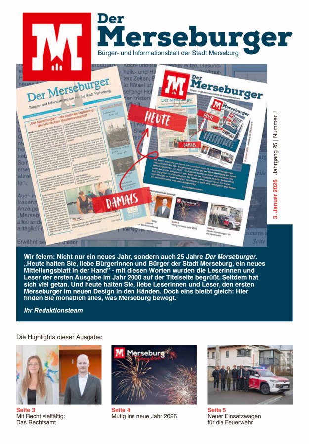 Der Merseburger - Bürger- und Informationsblatt für die Stadt Merseburg Titelblatt 01/2026